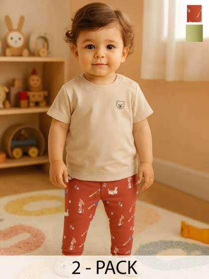 MINI KLUB Boys Pack Of 2
                    Conversational Printed Mid-Rise Jogger Regular
                    Trousers