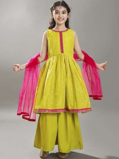 Bitiya by Bhama Girls
                      Ethnic Motifs Woven Design Sequinned Kurta With
                      Sharara & Dupatta