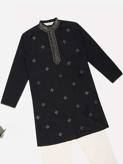 indus route by
                    Pantaloons Boys Ethnic Motifs Embroidered Regular
                    Kurta with Trousers