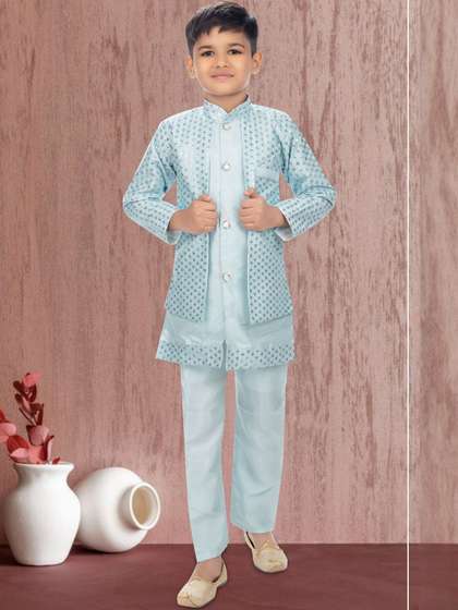 NEW GEN Boys Ethnic
                    Motifs Embroidered Regular Thread Work Kurta with
                    Trousers