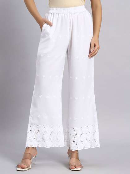 Shopping Queen Women
                        Embroidered Wide Leg Ethnic Palazzos