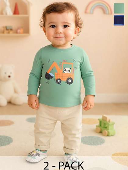 MINI KLUB Boys Graphic
                    Printed Round Neck Pure Cotton T-shirt
