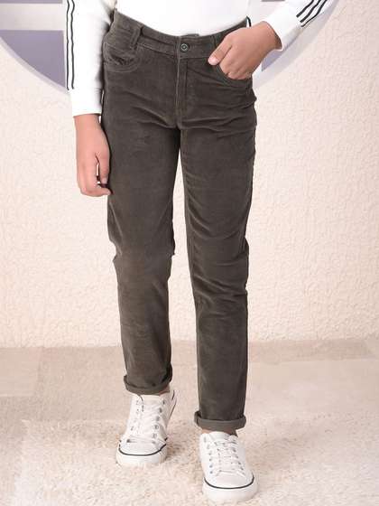 Crimsoune Club Boys Slim
                    Fit Corduroy Mid-Rise Chinos Trousers