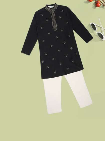 indus route by
                    Pantaloons Boys Ethnic Motifs Embroidered Regular
                    Kurta with Trousers