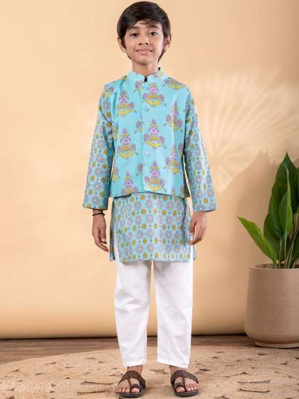 Readiprint Boys Ethnic
                    Motifs Printed Regular Pure Cotton Kurta with
                    Pyjamas