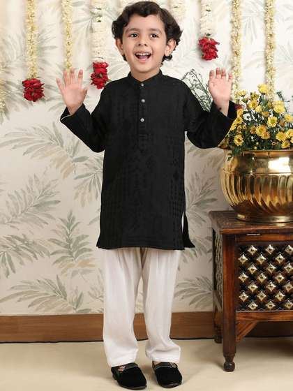 Polka Tots Boys Ethnic
                      Motifs Regular Pure Cotton Kurta with Pyjamas