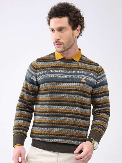 Monte Carlo Men
                          Striped Woollen Round Neck Full Sleeve
                          Pullover Sweaters