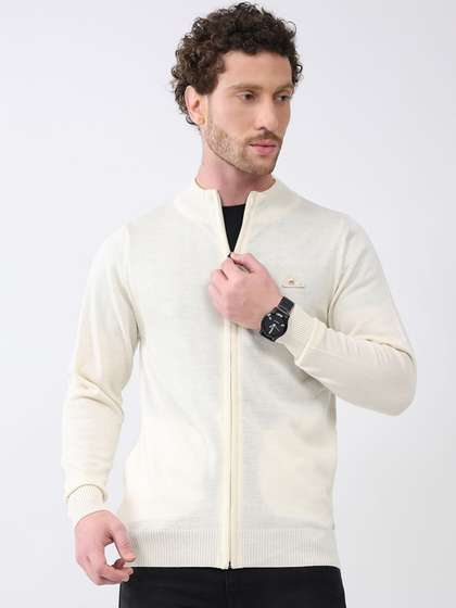 Monte Carlo Men Mock
                        Collar Front-Open Sweater