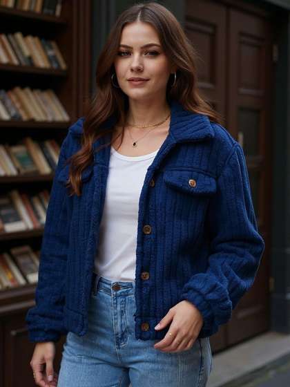 DressBerry Self
                        Design Spread Collar Long Sleeves Open Front
                        Jacket