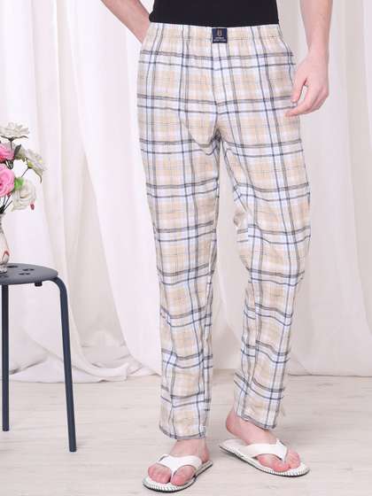 URBAN SCOTTISH Men
                          Regular Fit Checked Pure Cotton Lounge Pants