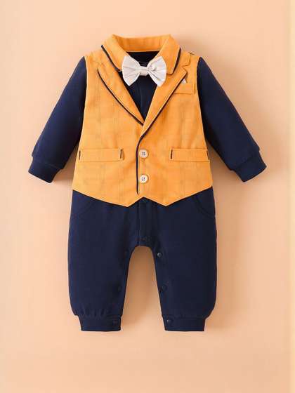 Hopscotch Boys Checkered
                    Vest Bow Tie Romper