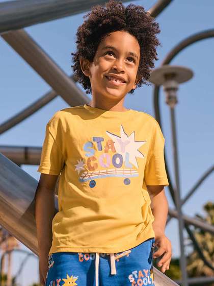 KIABI Boys Graphic
                    Printed Round Neck Pure Cotton T-Shirt