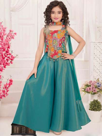 UFB Girls Ethnic
                      Motifs Embroidered A-Line Kurta with Palazzos
                      & Dupatta