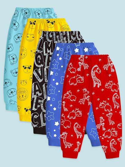 YK Boys Pack Of 5
                    Multicolored Printed Cotton Regular Fit Track Pants