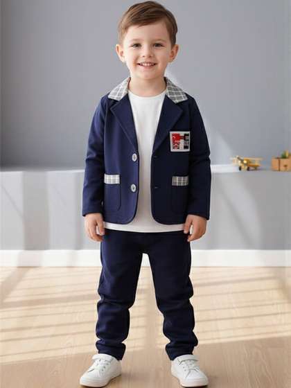Hikuj Boys 3 Piece
                    Blazer T-shirt & Trousers Set
