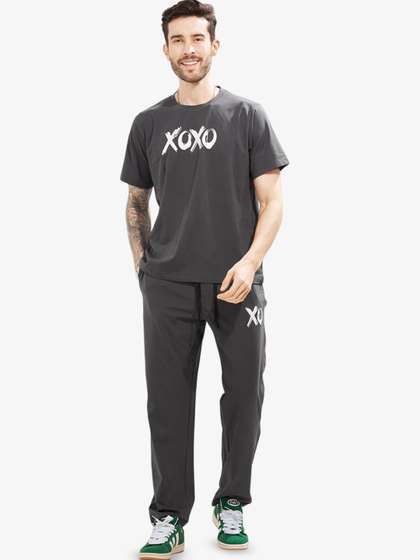 WEET Men Typography
                        Printed Pure Cotton Night suit