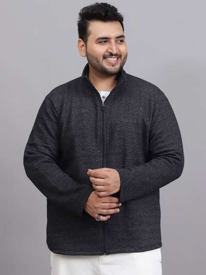 Rute Plus Size Men
                        Self Design Lightweight Mock Collar Open Front
                        Jacket