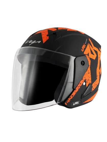 VEGA Unisex Lark
                      Victor ISI Certified Lightweight Open Face Helmet-
                      Dull Black Orange - L