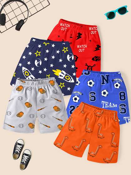 YK Boys Pack f 5 Regular
                    Fit Cotton Shorts
