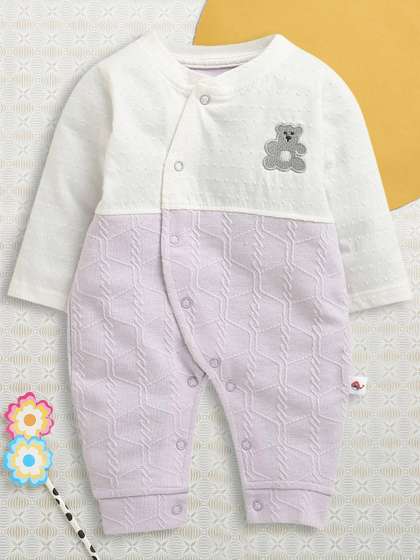 BUMZEE Girls Embroidered
                    Cotton Full Sleeves Rompers