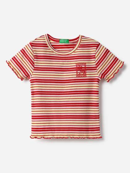 United Colors of
                    Benetton Girls Striped Round Neck Regular Fit Top