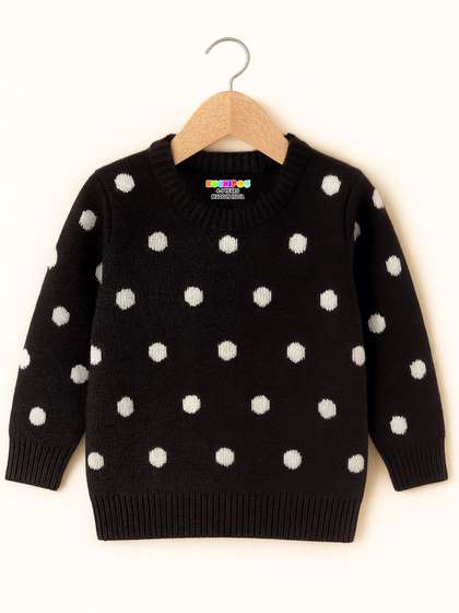KUCHIPOO Girls Geometric
                    Self Design Round Neck Long Sleeves Winterwear
                    Sweaters
