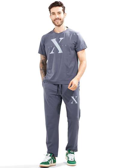 WEET Men Typography
                        Printed Pure Cotton Night suit