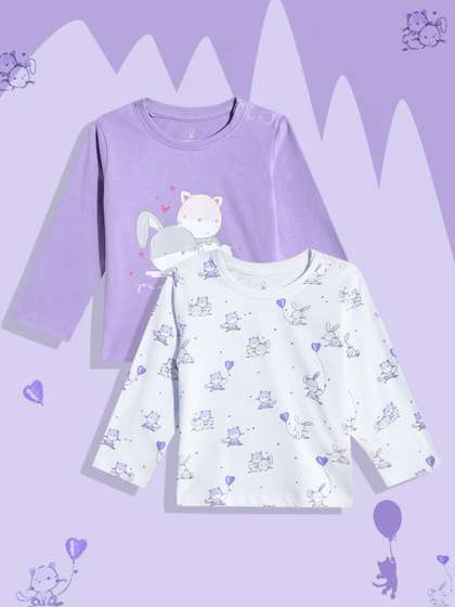 mothercare Infant Girls
                    Pack Of 2 Printed Pure Cotton T-Shirt