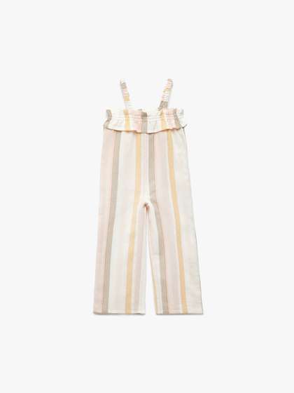 Koton Girls Striped
                      Shoulder Straps Cotton Basic Jumpsuit