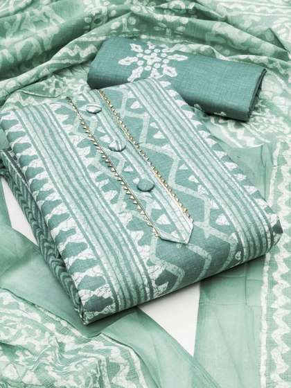 Moda Rapido Women
                        Sea Green Cotton Batik Printed Unstitched Dress
                        Material
