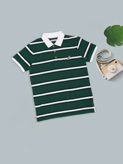 Pantaloons Junior Boys
                    Striped Polo Collar Pure Cotton T-shirt
