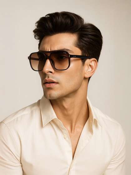 IRUS by IDEE Unisex
                        Brown Lens & Black Square Sunglasses with UV
                        Protected Lens