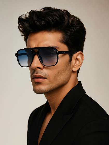 IRUS by IDEE Unisex
                        Blue Lens & Black Square Sunglass with UV
                        Protected Lens-IRS1107C3SG