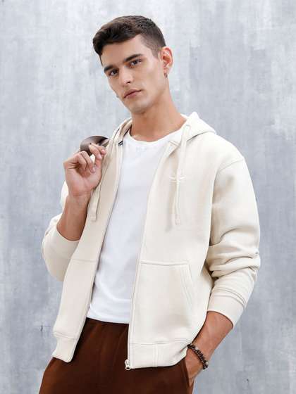WROGN Men Solid
                        Hooded Front Open Sweatshirt