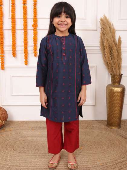Biglilpeople Girls
                      Ethnic Motifs Printed Regular Kurta with Trousers