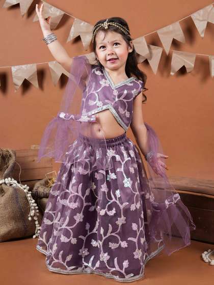 BAESD Girls
                        Embroidered Mirror Work Ready to Wear Lehenga
                        & Choli With Dupatta