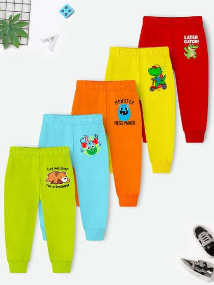 YK X Trampoline Kids
                      Pack Of 5 Relaxed-Fit Mid Rise Cotton Joggers