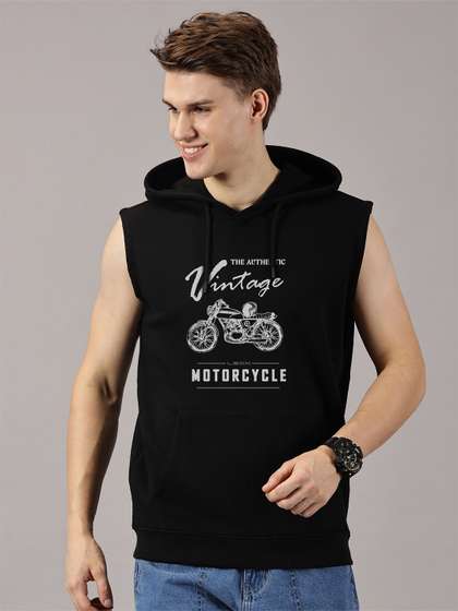 LEON Men Cotton
                        Printed Hooded Sweatshirt