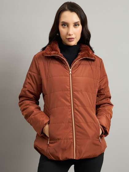 Duke Women Spread
                        Collar Solid Puffer Jacket