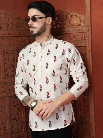 Sangria Men Floral
                          Cotton Kurtas