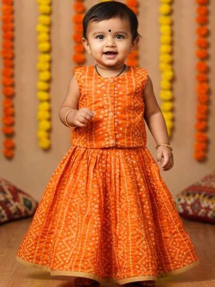 Sangria Girls Bandhani
                    Printed Cotton Lehenga & Blouse