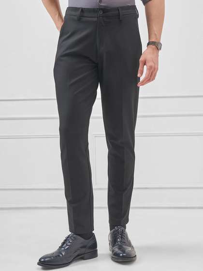 HIGHLANDER Men Solid
                        Mid-Rise Tapered Fit Formal Trousers