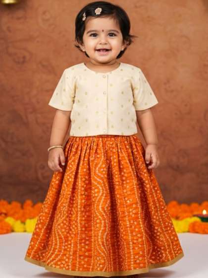 Sangria Girls Ready to
                    Wear Lehenga Choli With Off White Zari Blouse