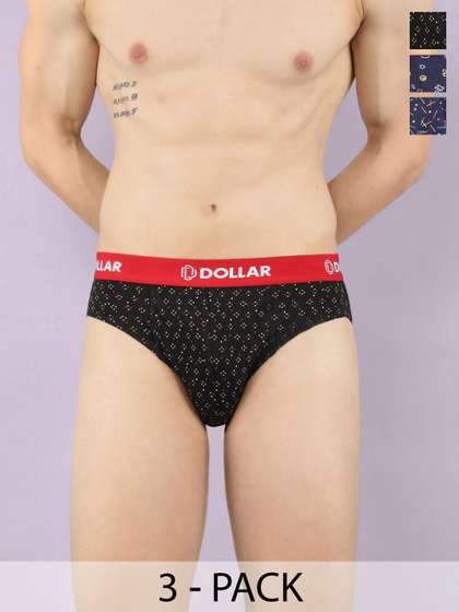 Dollar Bigboss Pack
                        of 3 Printed Combed Cotton Low-Rise Anti
                        Microbial Basic Brief