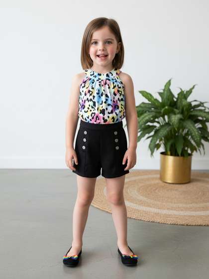DEL LUNA Girls Printed
                    Halter Neck Top With Shorts