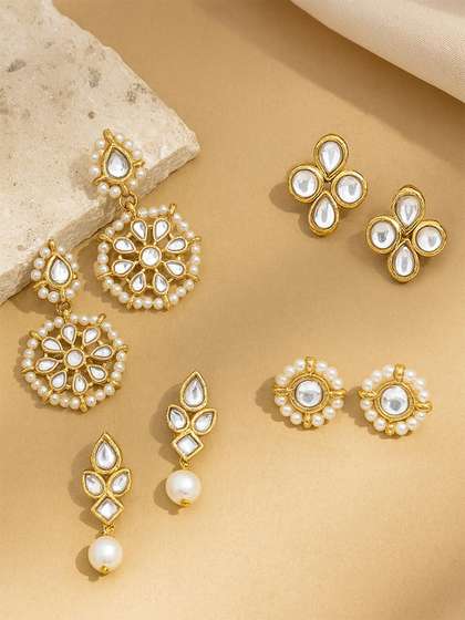 KARATCART Set of 4
                        Gold-Plated Classic Studs Earrings