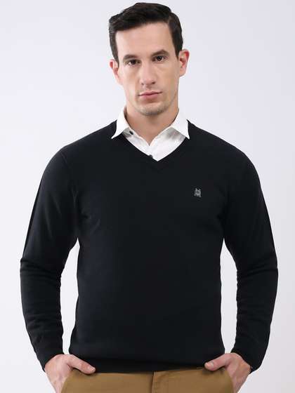 Monte Carlo Men
                        Solid Self Design V Neck Full Sleeves Pullover
                        Sweaters