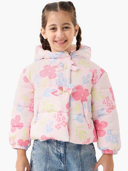 Juniors by Babyshop
                    Girls Hooded Floral Printed Lightweight Puffer
                    Jacket