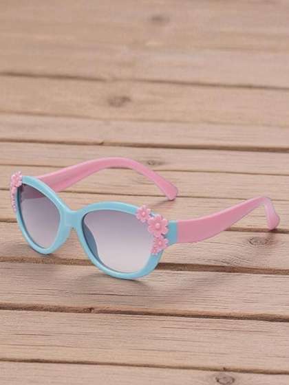 SPADEACES Kids Full
                      Rim Style Round Sunglasses With Pink Blue glass
                      for baby girls-04