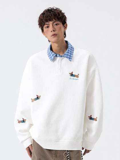 StyleCast x Revolte
                        Men Printed Shirt Collar Sweatshirt